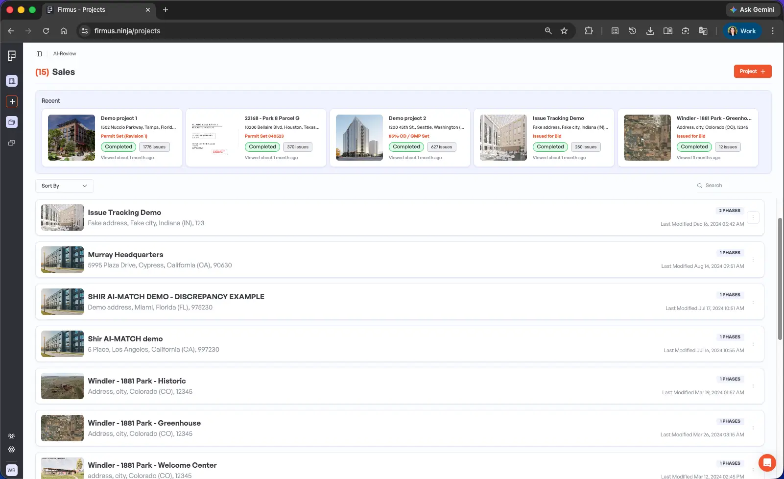 Firmus Projects Dashboard